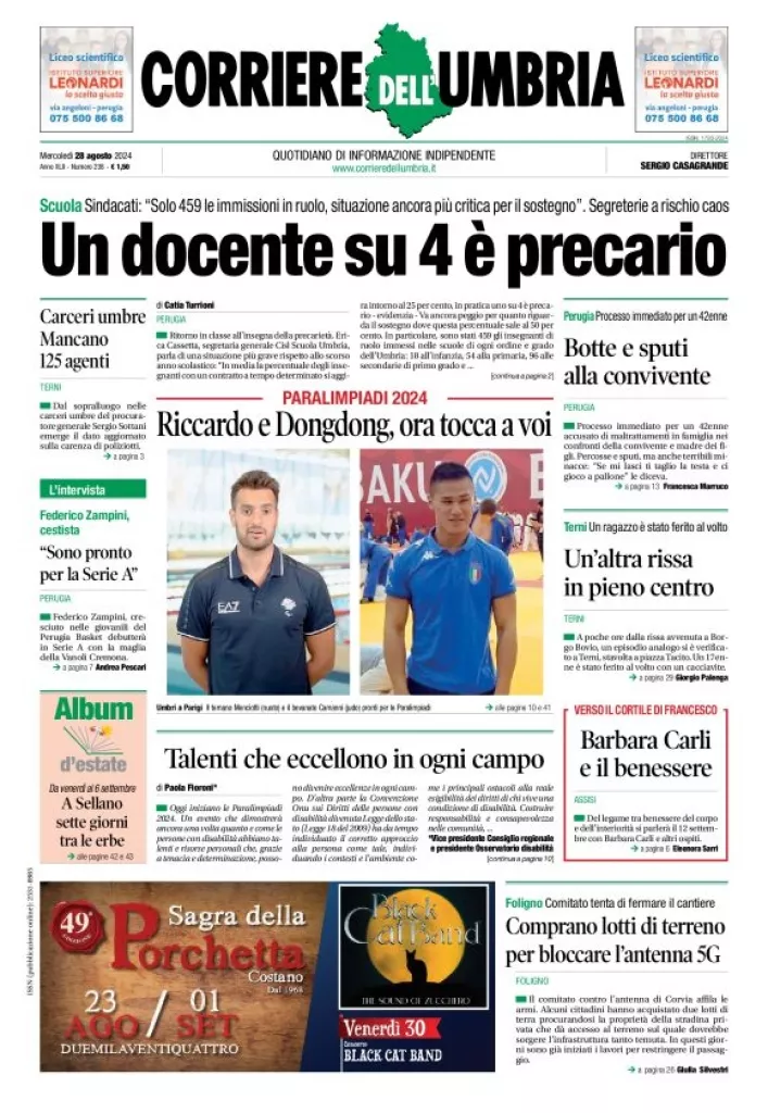 Prima-pagina-corriere umbria-del-2024-08-28